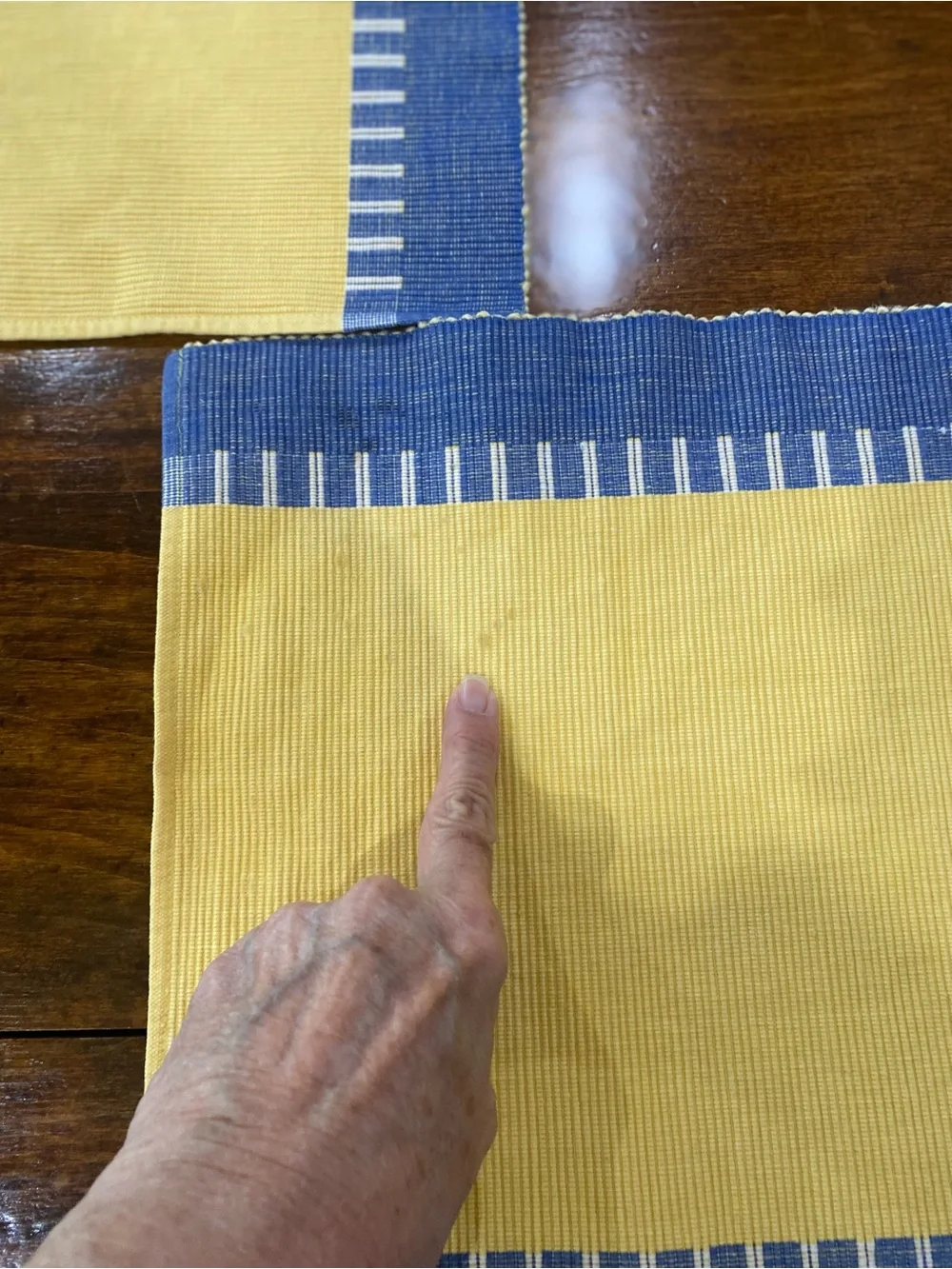 Pier 1 Imports Set of 4 Placemats Palermo Stripe Yellow Blue Cottagecore READ